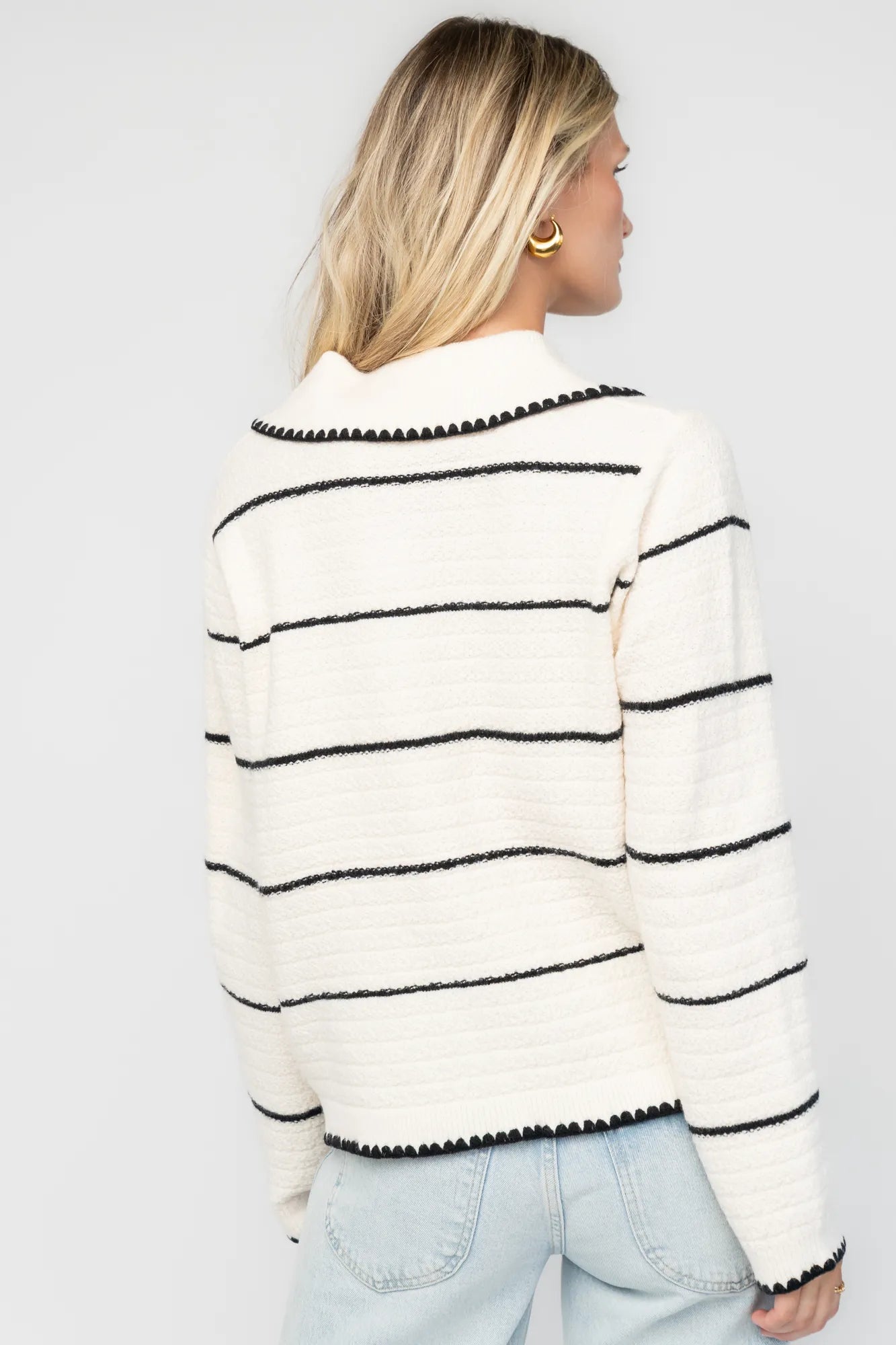 Franklin Cardigan | Cream + Black Stripe