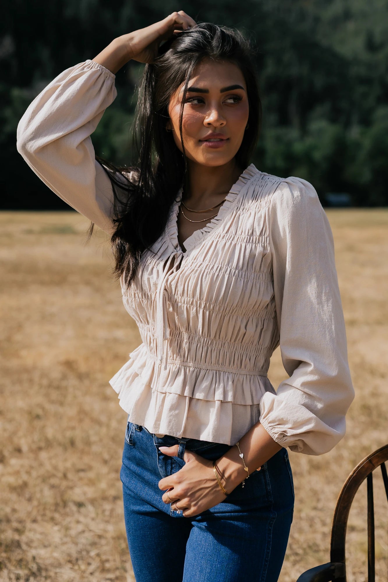 Marnie Smocked Top | Natural