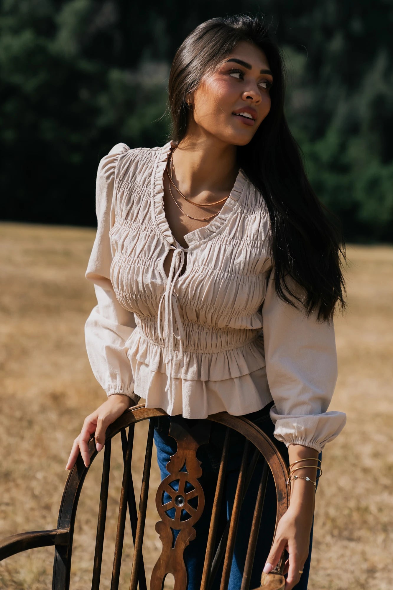 Marnie Smocked Top | Natural