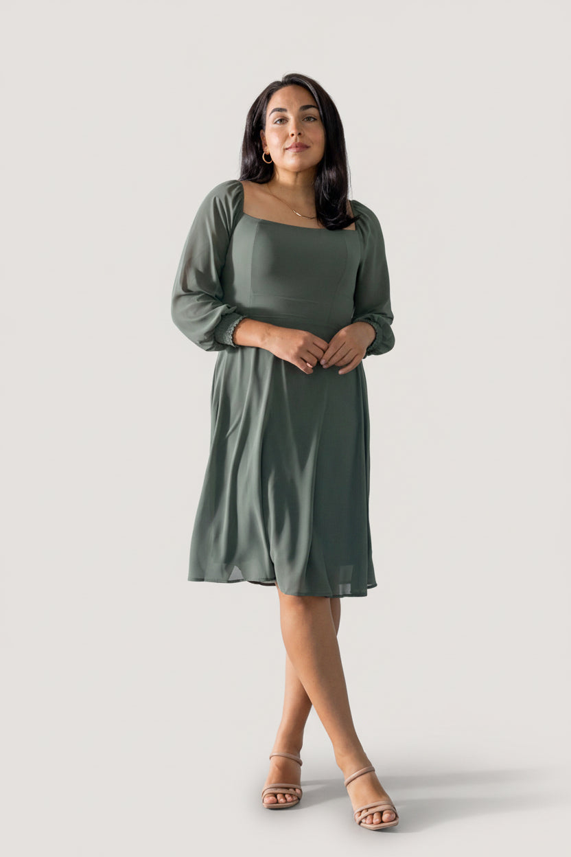 Elise Short Dress | Dark Sage