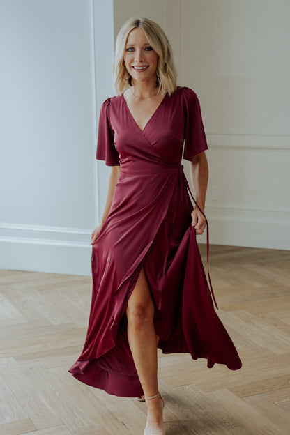 Vara Satin Maxi Wrap Dress | Mulberry