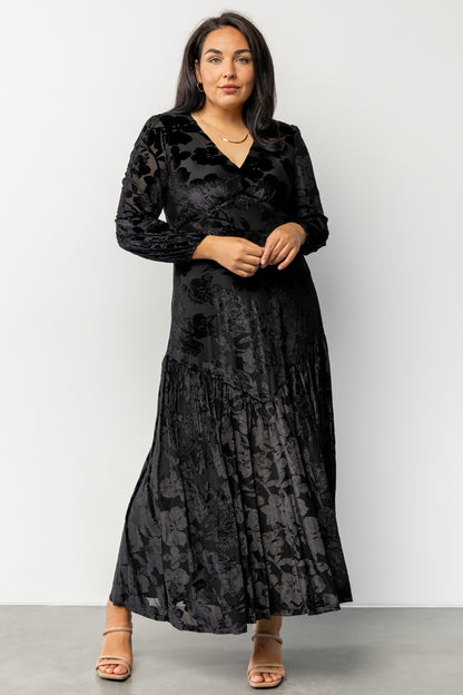 Vienna Velvet Maxi Dress | Black