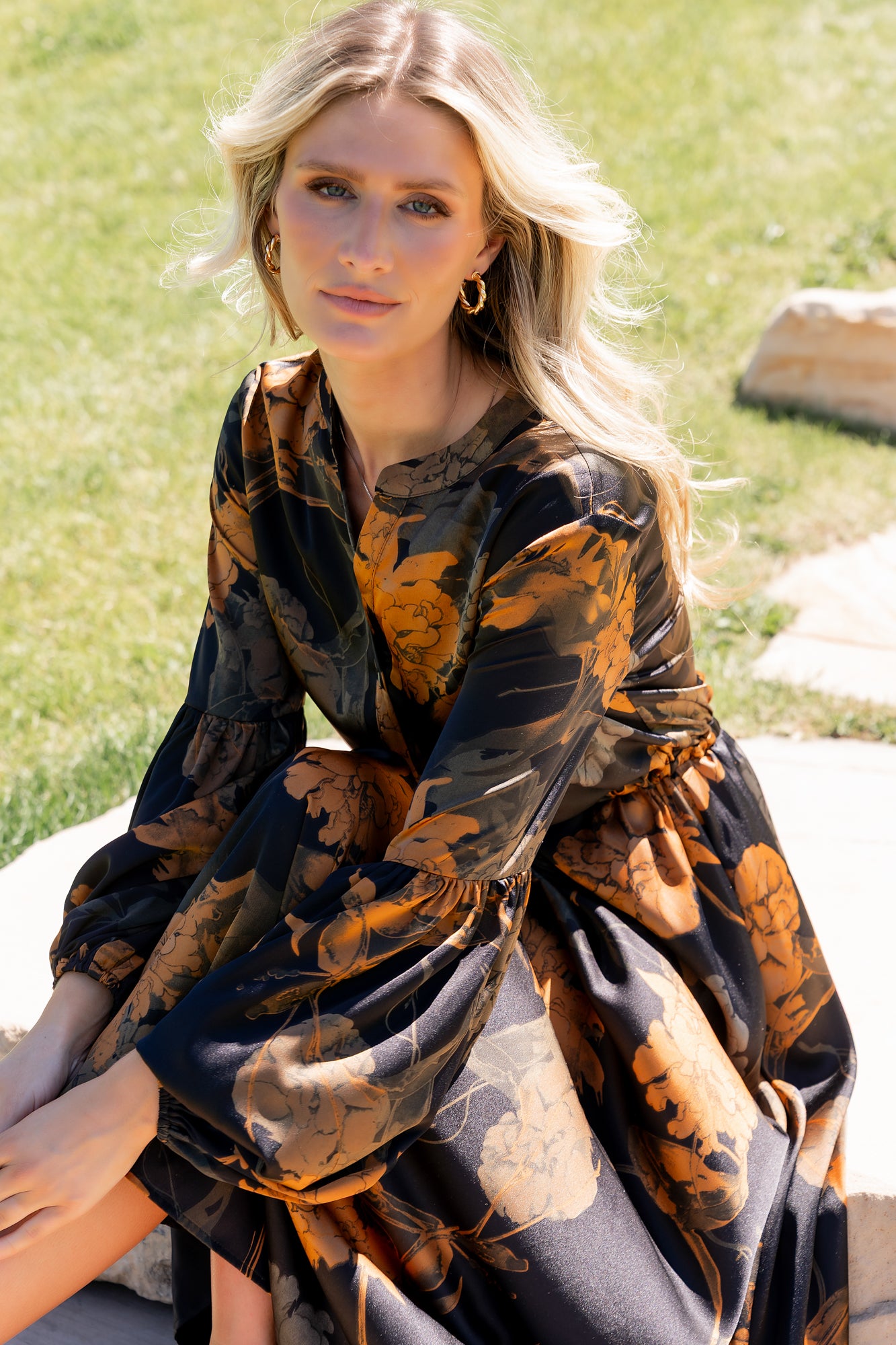 Baltic Born Womens Helen Maxi Dress | Black + Gold