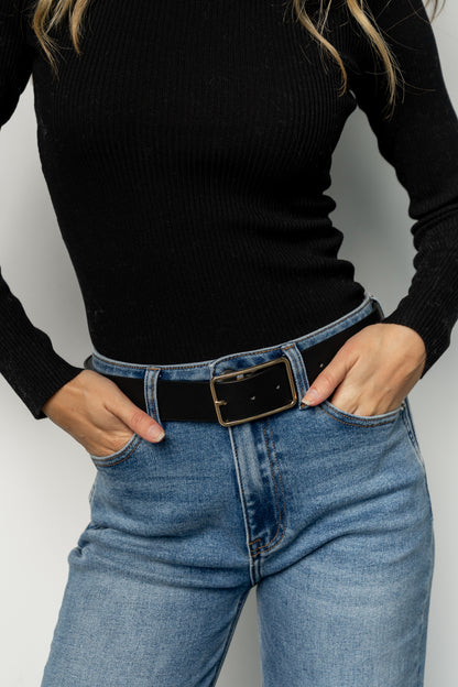 Bruna Faux Leather Buckle Belt | Black