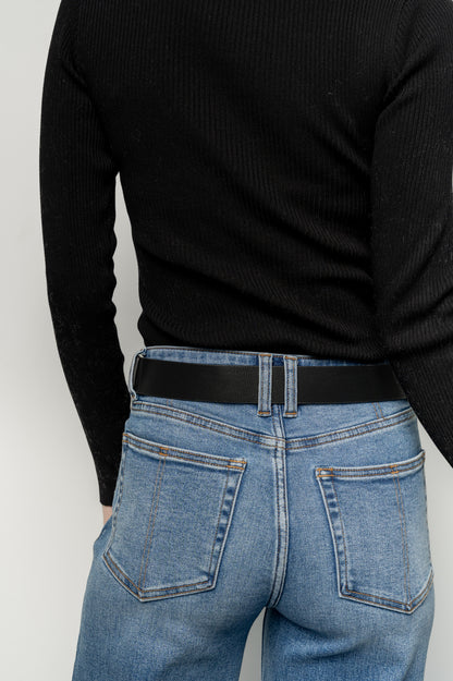 Bruna Faux Leather Buckle Belt | Black