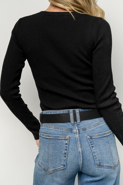 Bruna Faux Leather Buckle Belt | Black