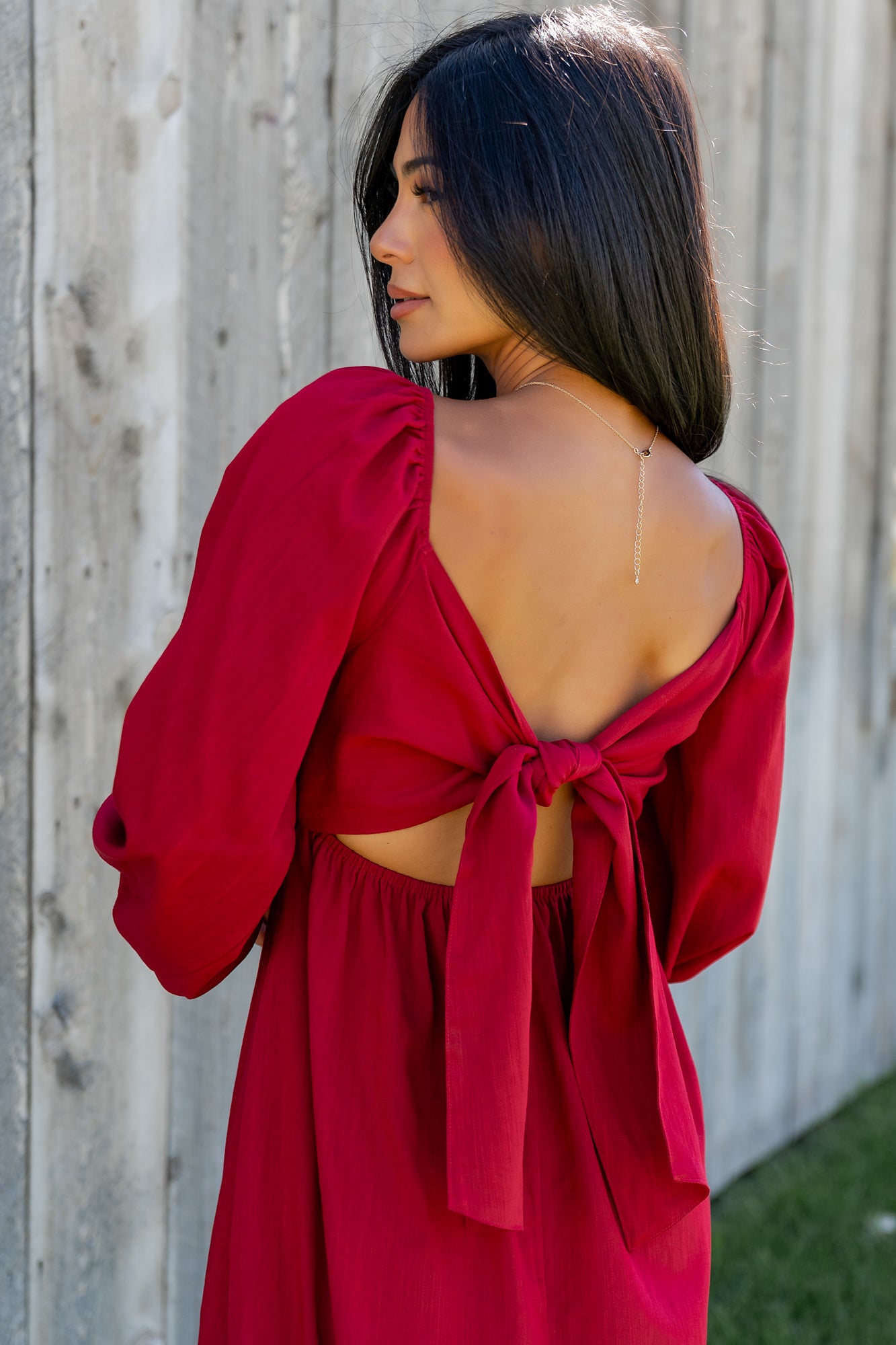Baltic Born Womens Rosalie Back Tie Dress | Scarlet | Size: XS Baltic Born Womens Rosalie Back Tie Dress | Scarlet | Size: XS