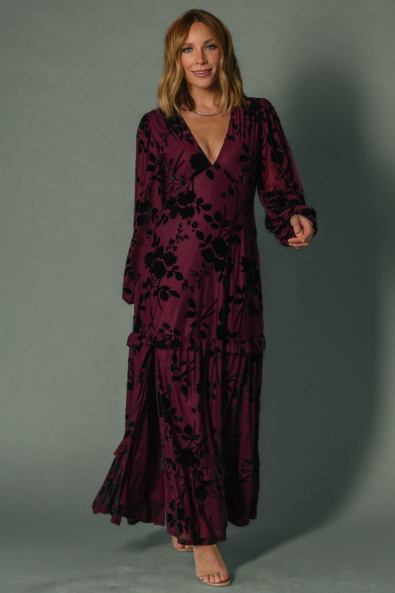 Liana Velvet Embossed Maxi Dress | Mulberry