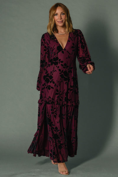 chinese dress ladies Liana Velvet Embossed Maxi Dress