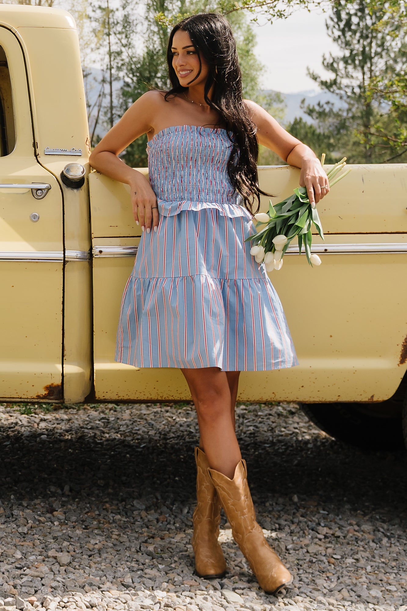 Madelyn Strapless Short Dress | Light Blue Stripe 2XL Madelyn Strapless Short Dress | Light Blue Stripe 2XL