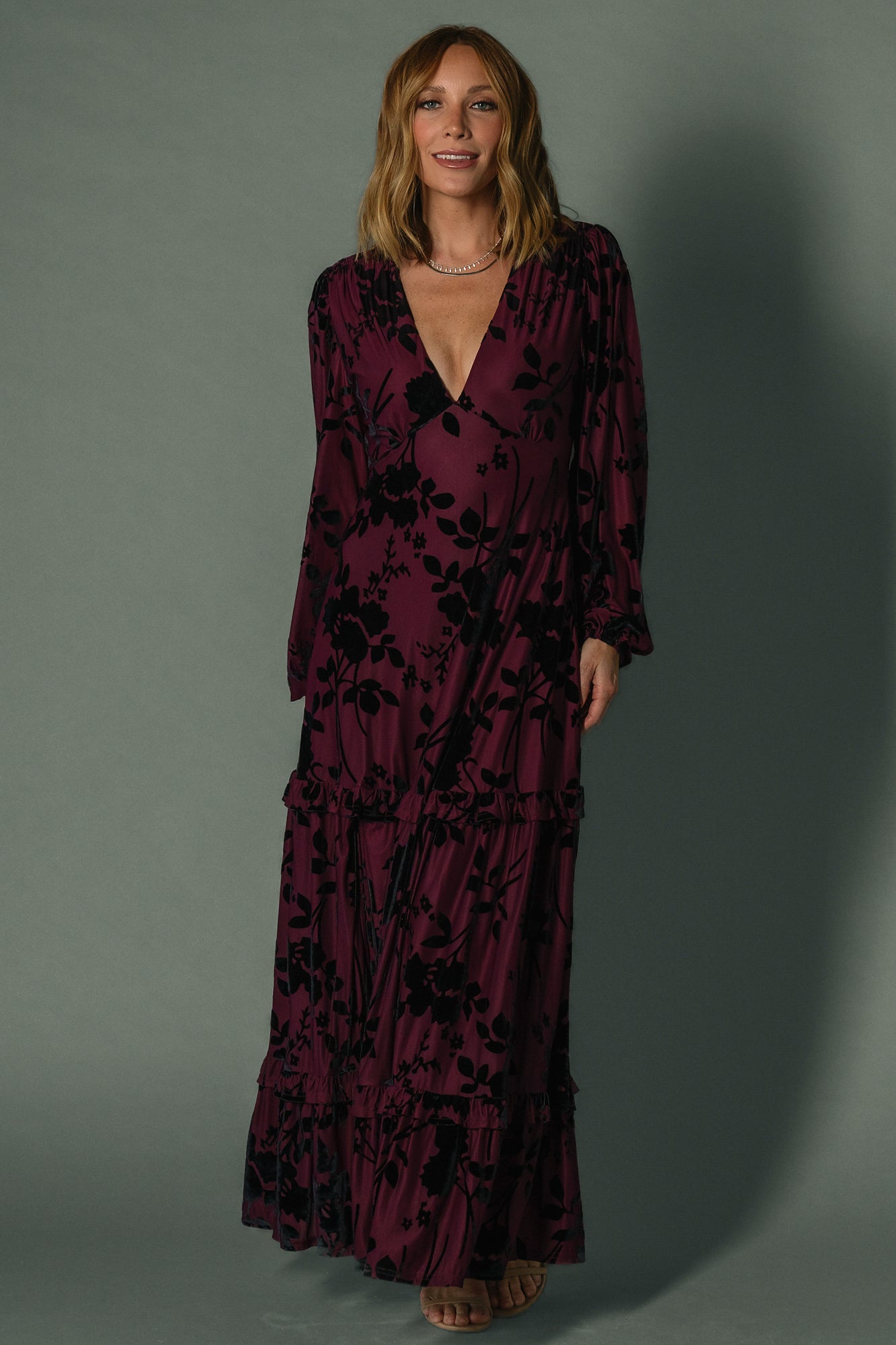Liana Velvet Embossed Maxi Dress | Mulberry Liana Velvet Embossed Maxi Dress | Mulberry