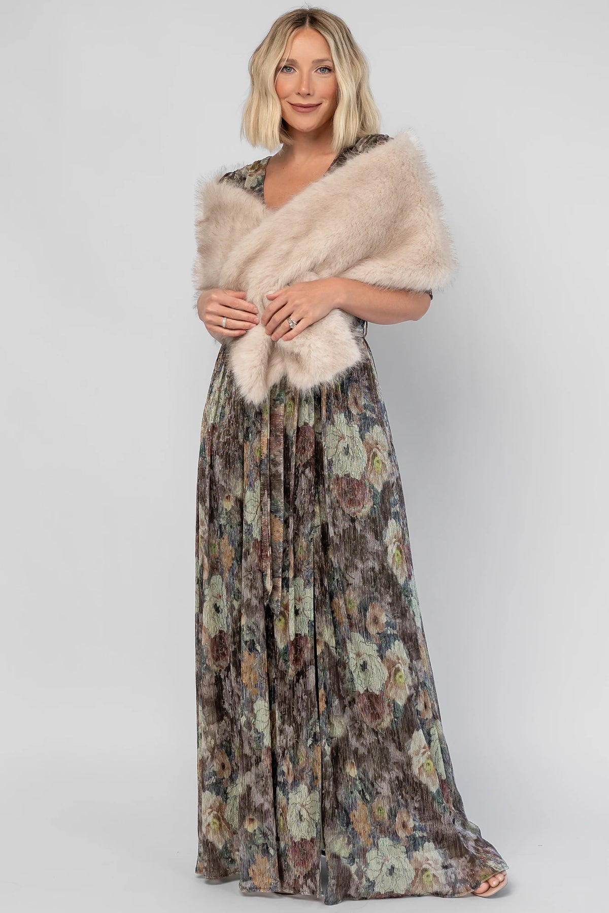 Torino Faux Fur Shawl | Warm Taupe