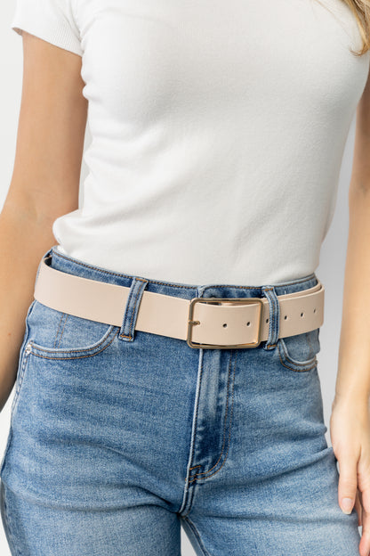 Bruna Faux Leather Buckle Belt | Ivory