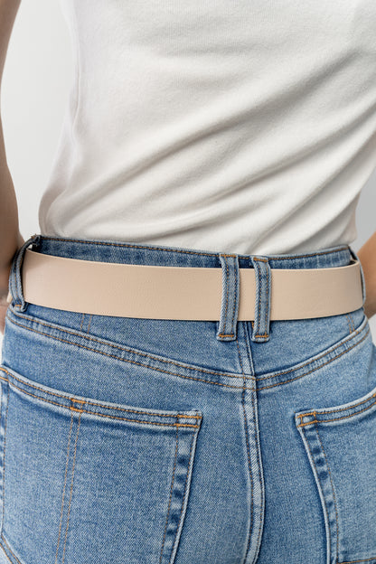 Bruna Faux Leather Buckle Belt | Ivory
