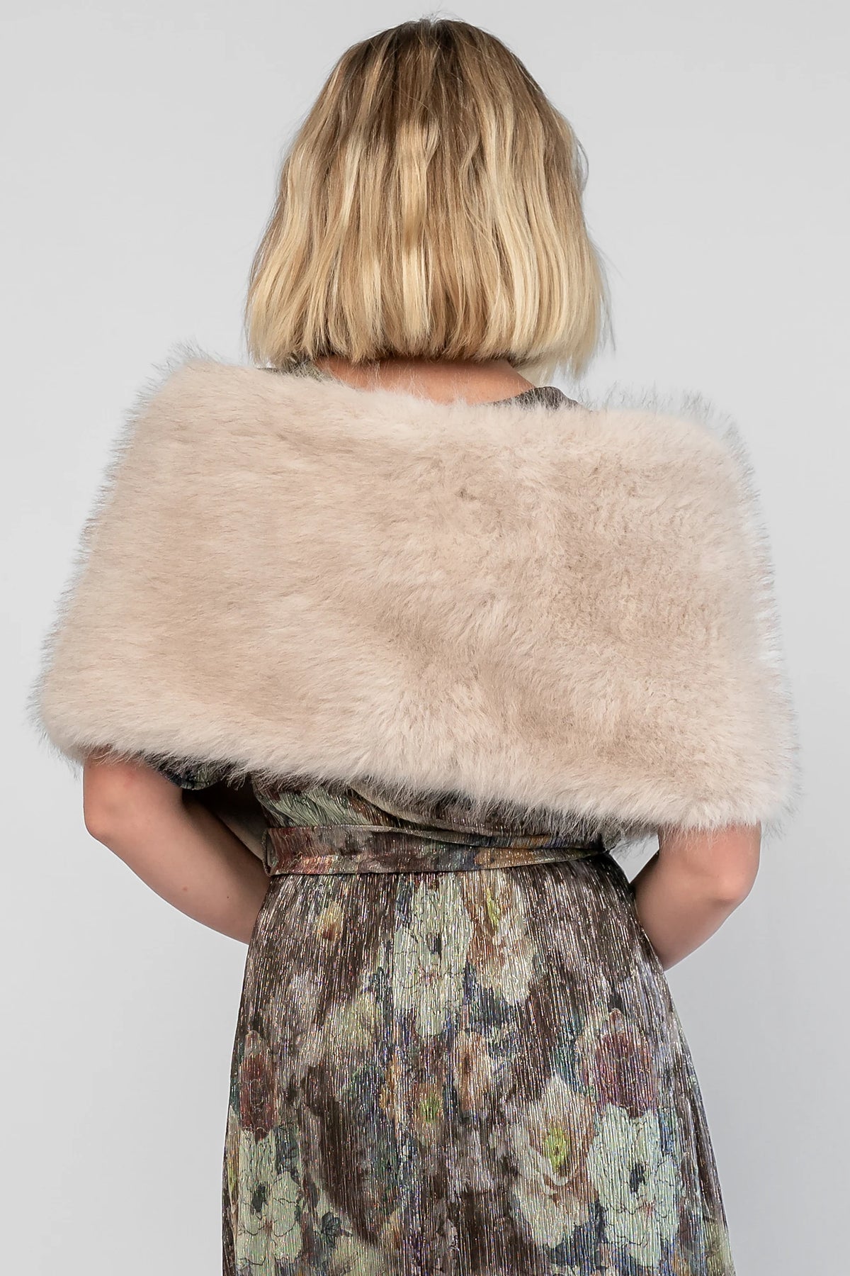 Torino Faux Fur Shawl | Warm Taupe