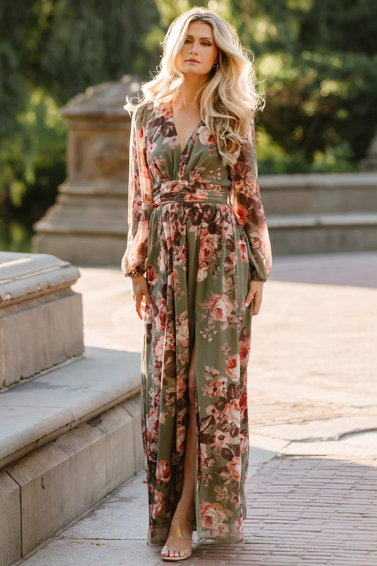 fall maxi dress with sleeves Floral Rayon Dress: Long Sleeve Boho Frill Evening Product Description Ashirexll Long Sleeve Maxi Dress,