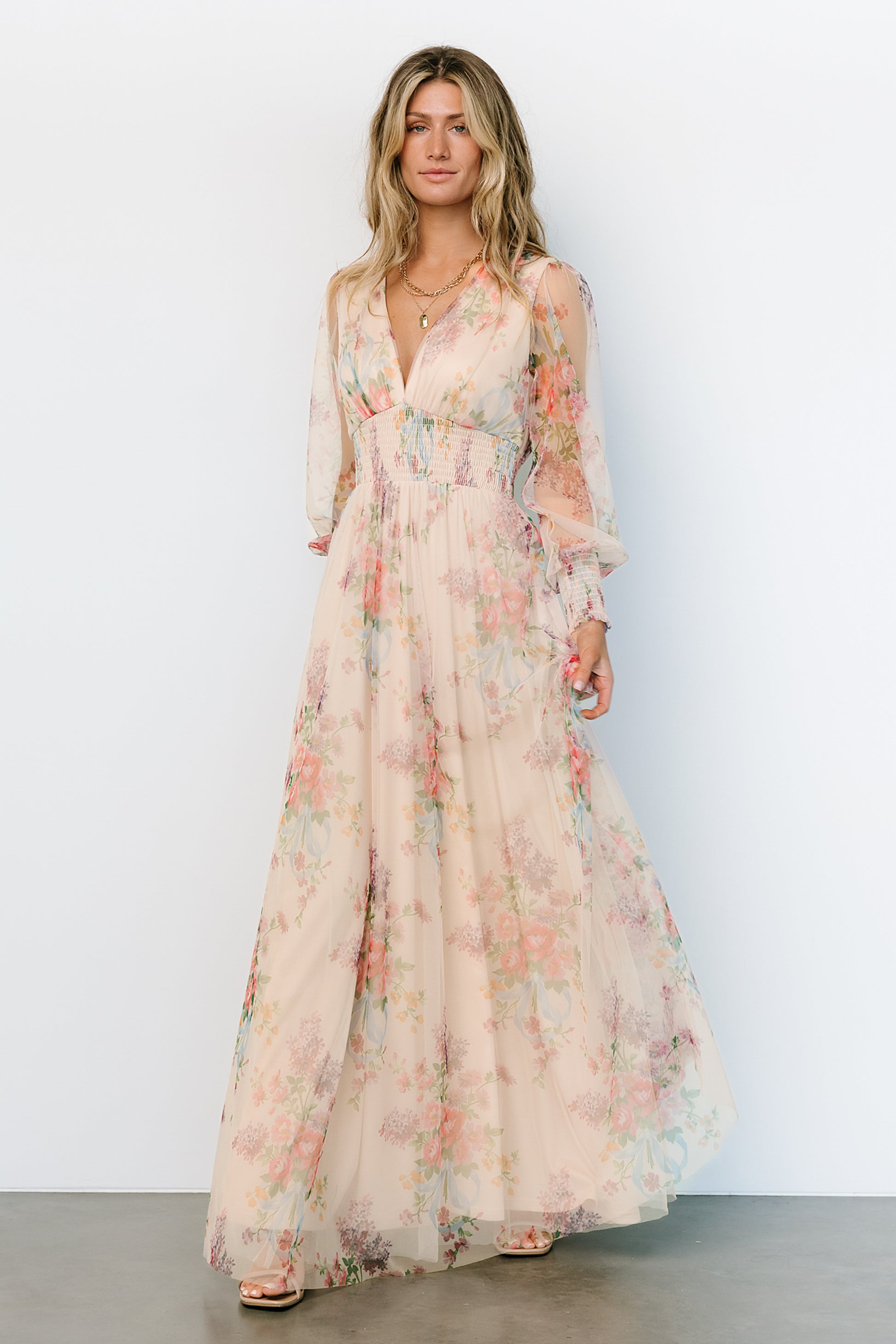 Layla Tulle Maxi Dress Romantic Floral - Main Image