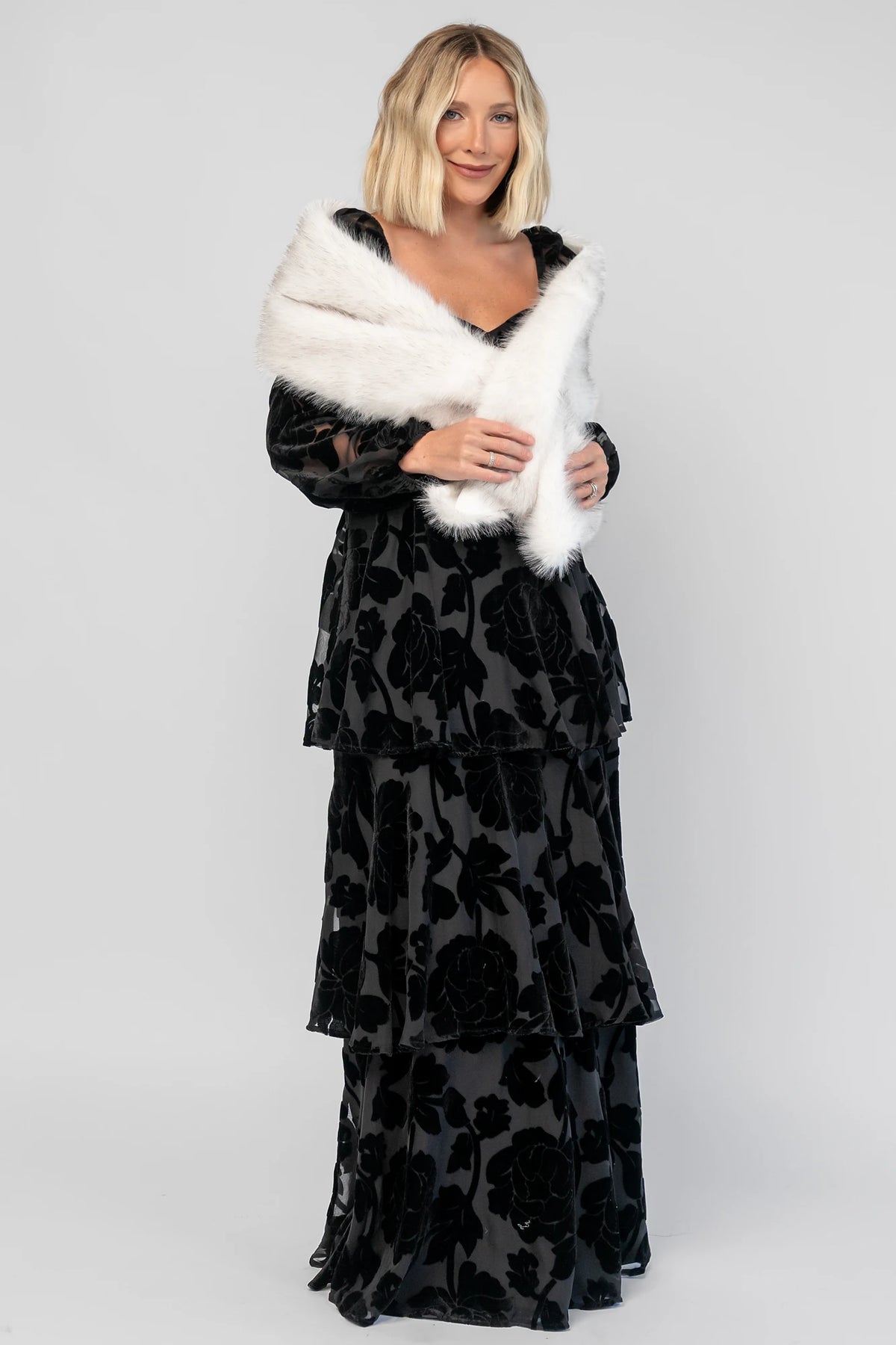 Torino Faux Fur Shawl | Pearl Gray