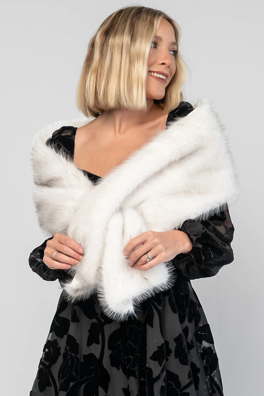 Torino Faux Fur Shawl | Pearl Gray