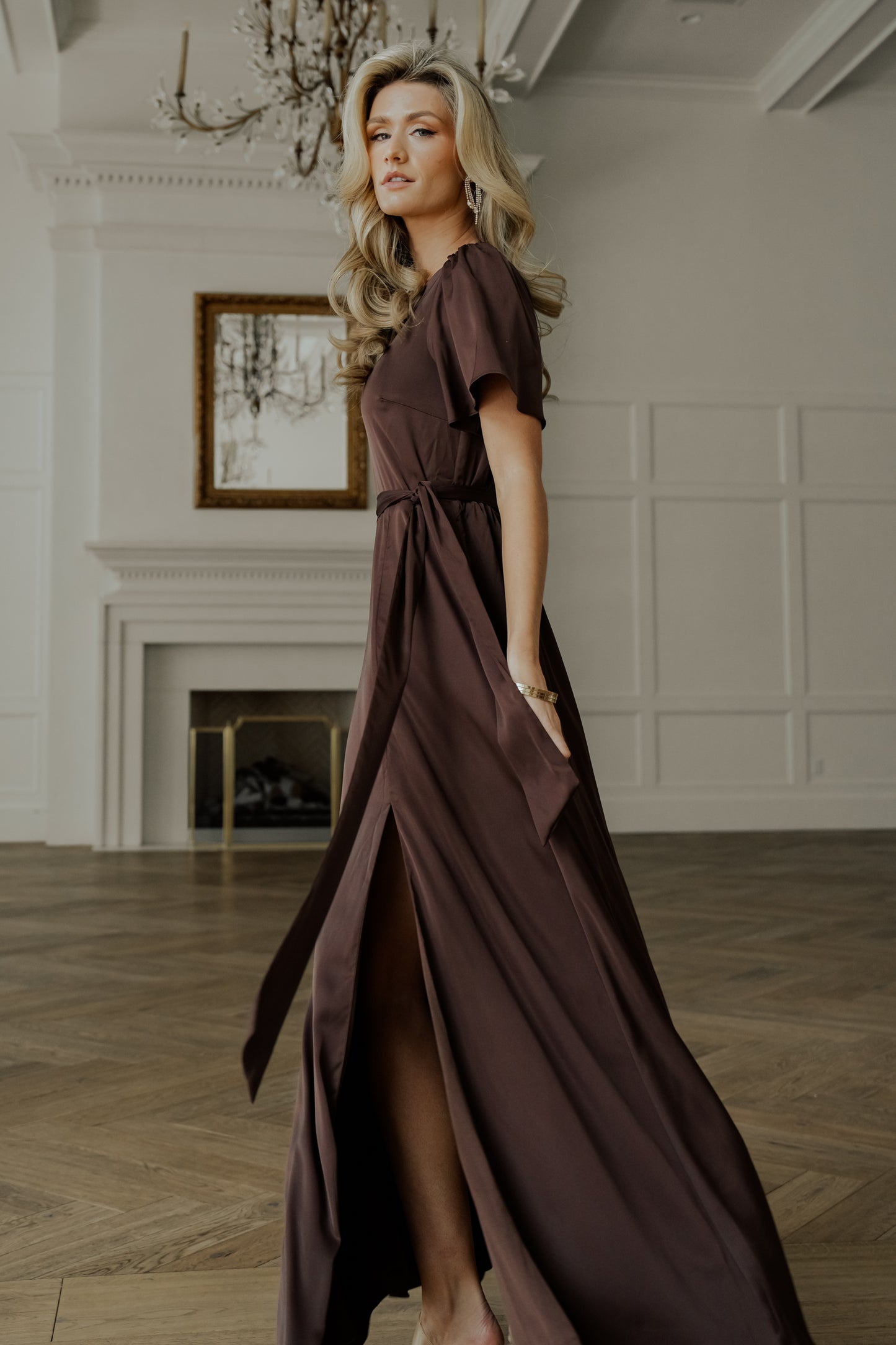 Agnes Satin Maxi Dress | Espresso