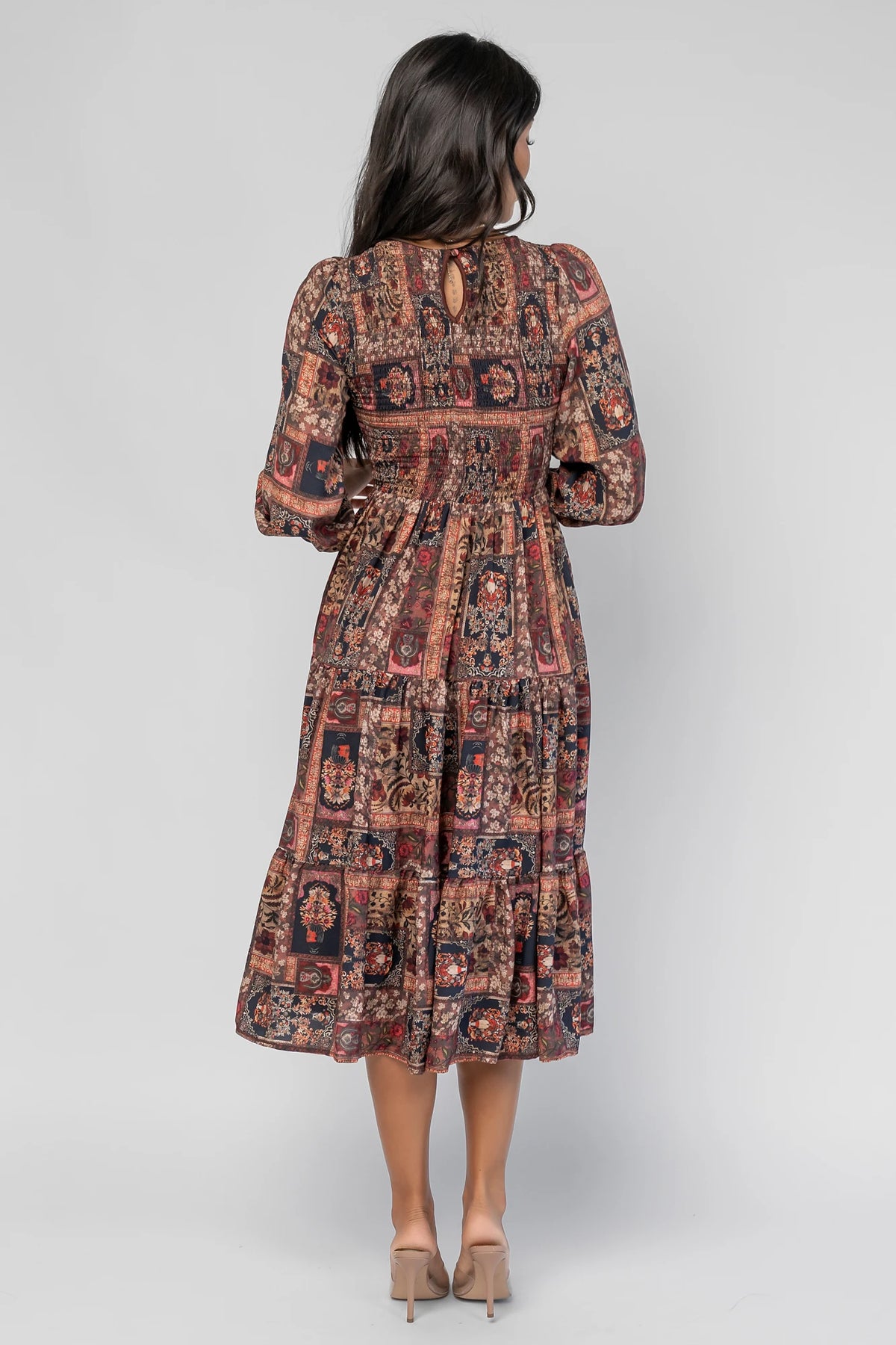 Nikki Smocked Midi Dress | Multi Print