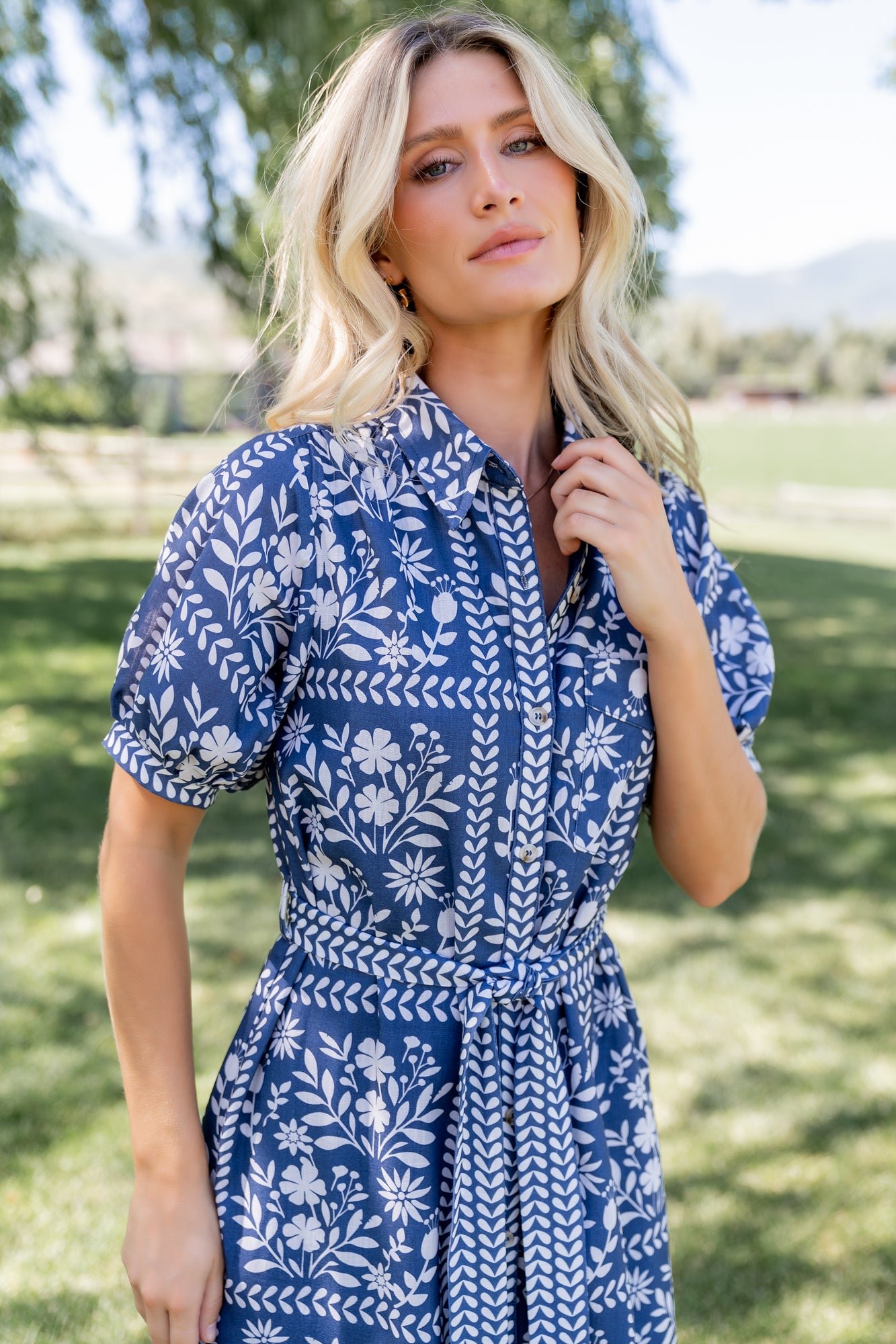 patterned midi dress Hand Block Printed Cotton Midi Dress
