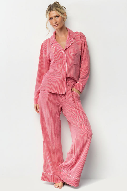 Eloise Ribbed Pajama Set | Pink
