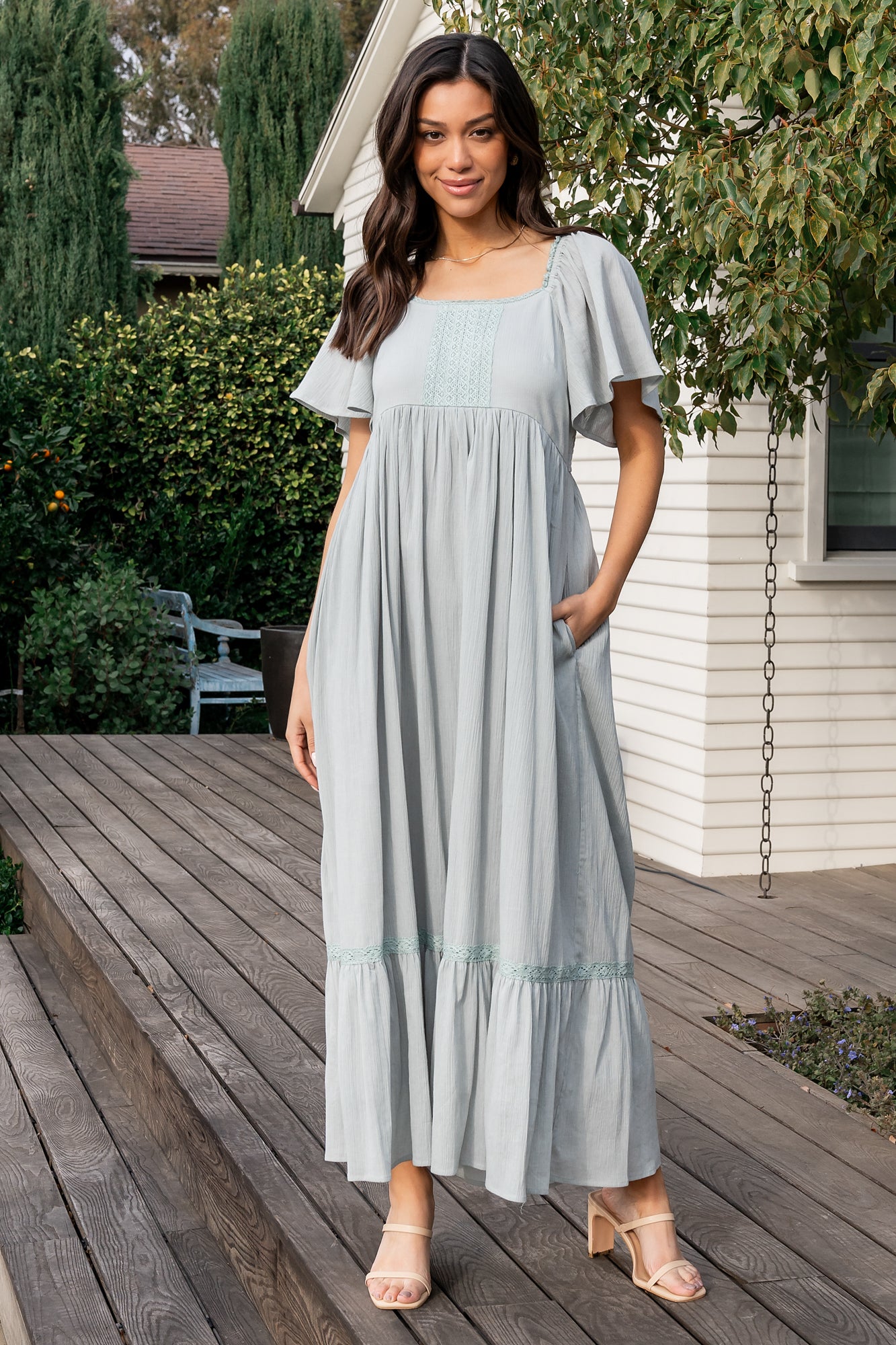 fitted lace wedding dress Baltic Born Womens Maeve Maxi Dress | Dusty Sage fitted lace wedding dress Baltic Born Womens Maeve Maxi Dress | Dusty Sage