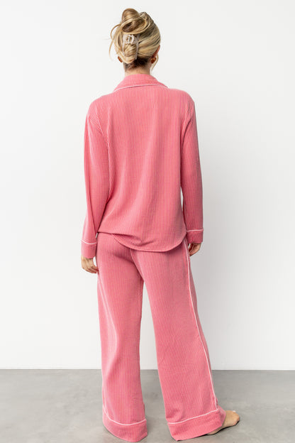 Eloise Ribbed Pajama Set | Pink