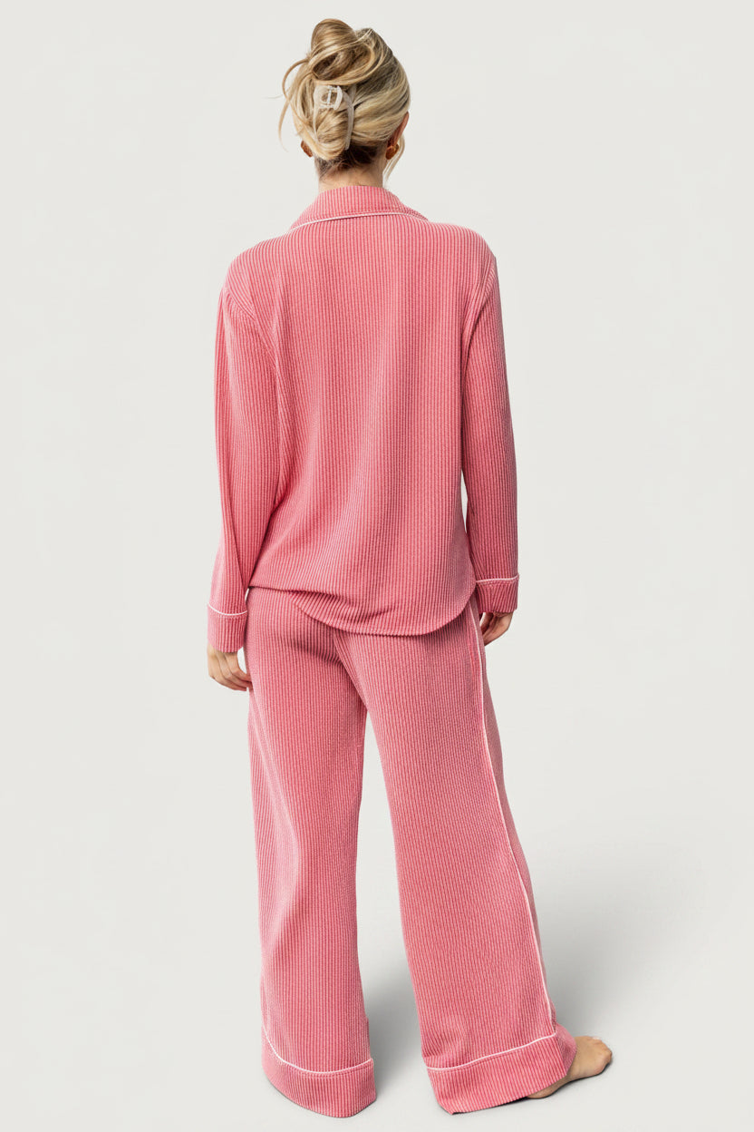 Eloise Ribbed Pajama Set | Pink