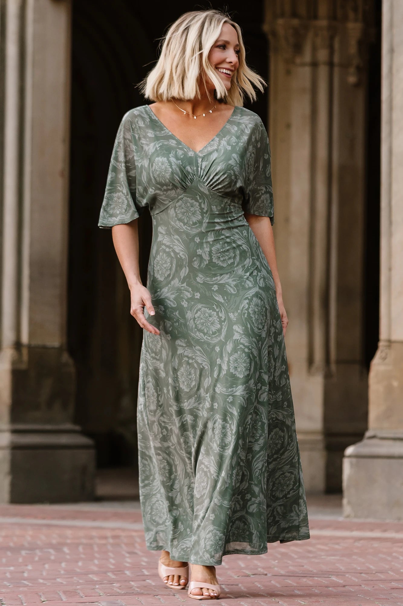 Baltic Born Womens Sevilla Mesh Maxi Dress | Dark Sage