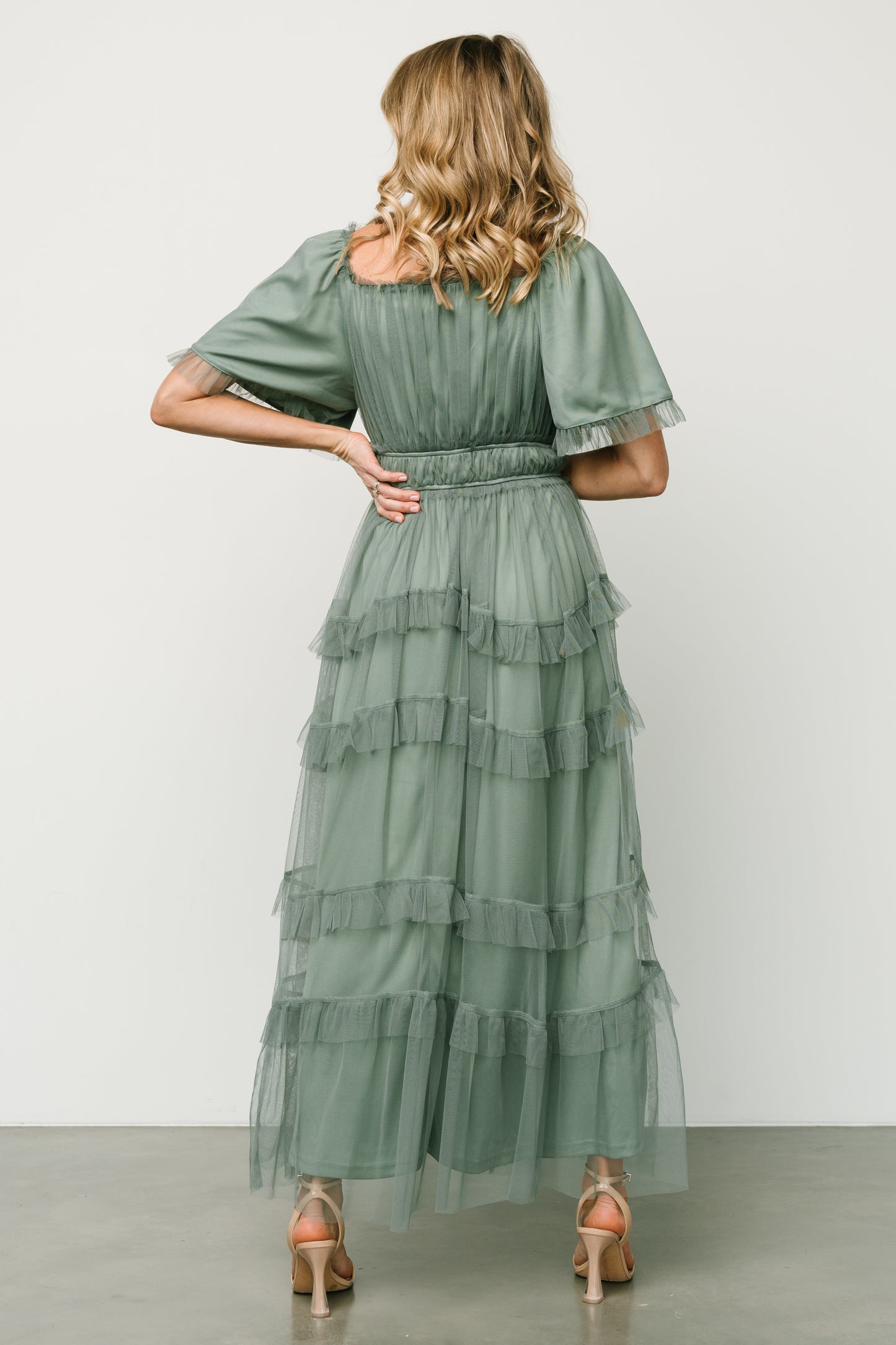 Magdalena Tulle Maxi Dress | Eucalyptus