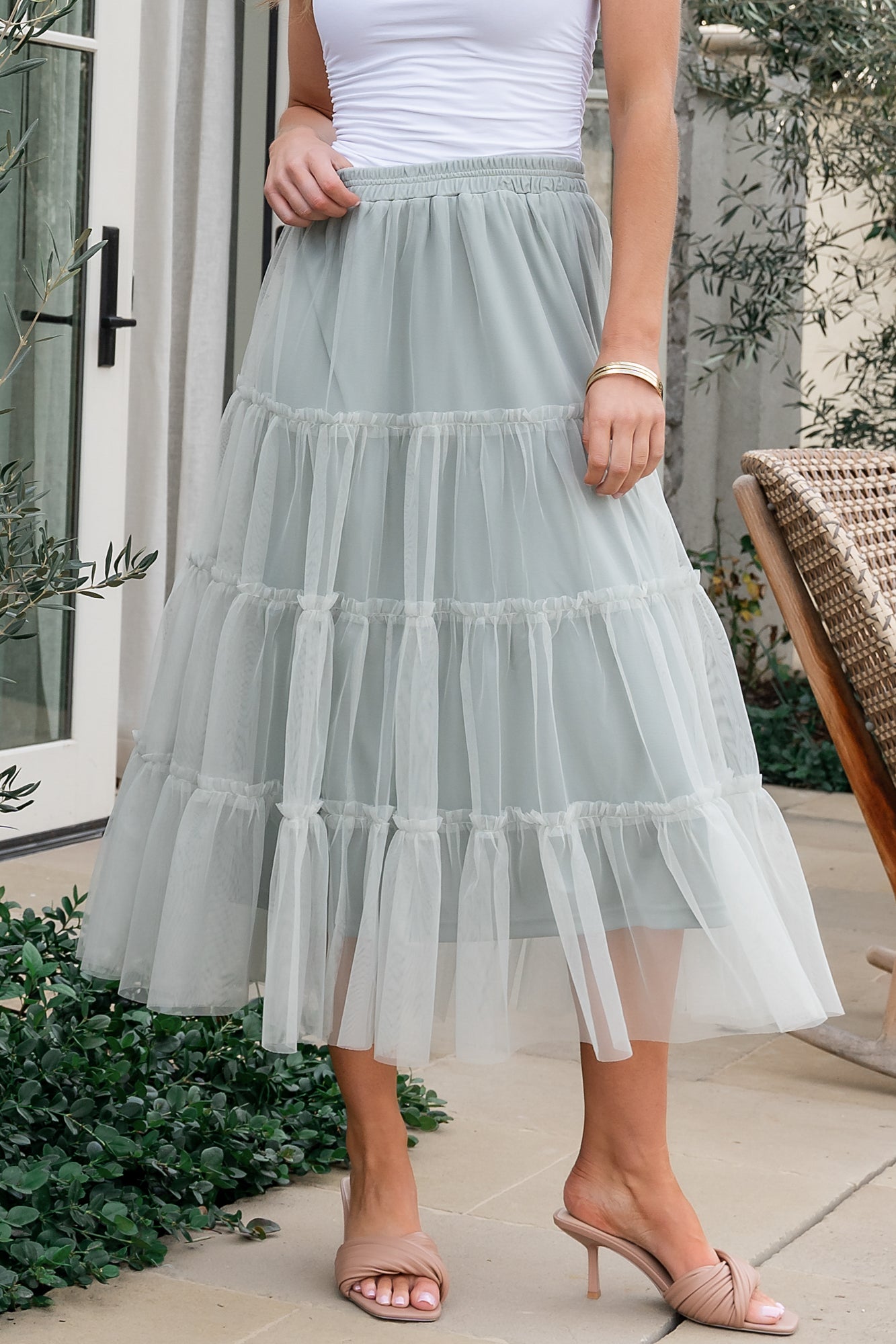 Galena Tulle Skirt | Light Sage