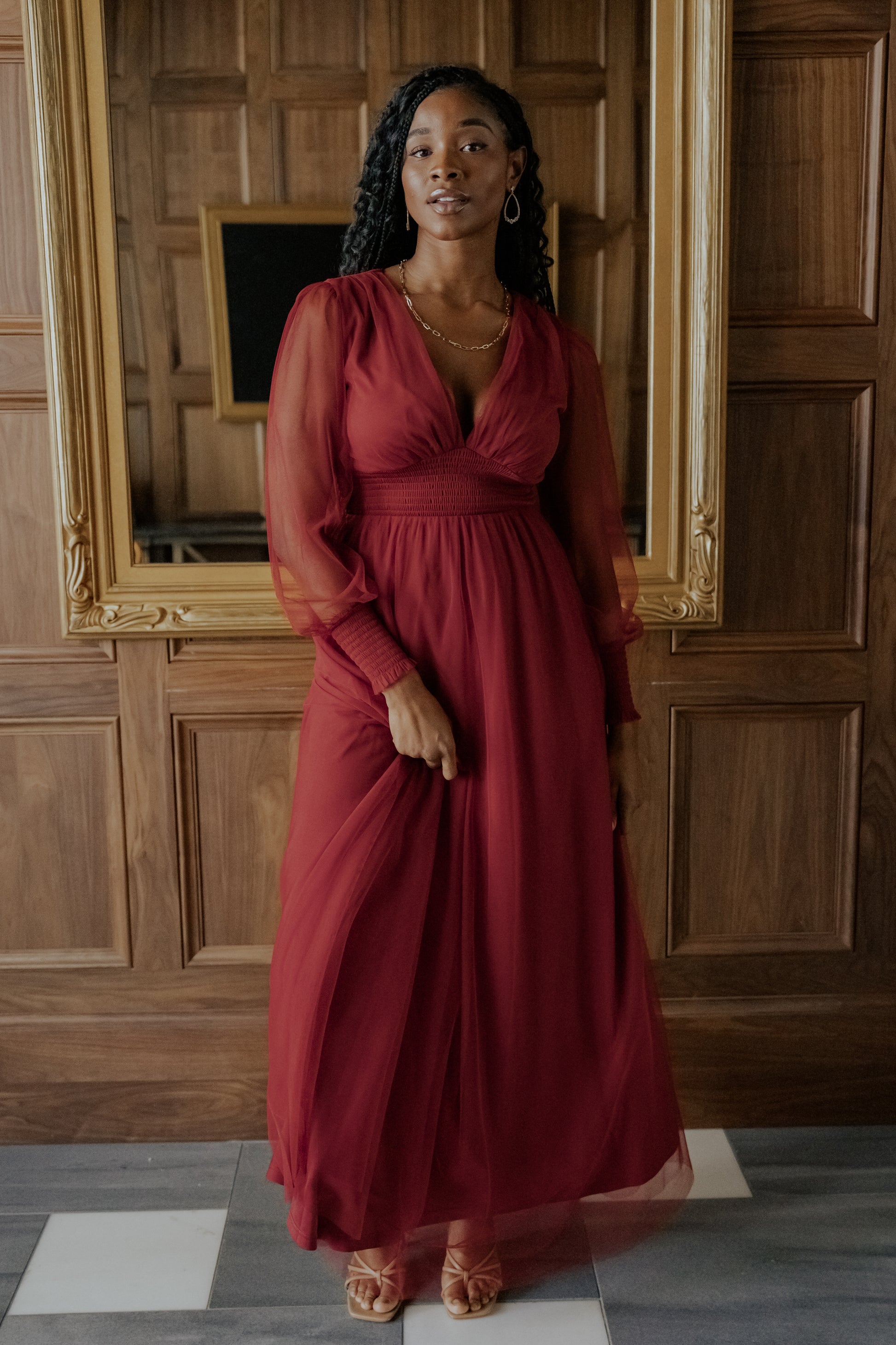 Baltic Born Womens Layla Tulle Maxi Dress | Terracotta | Size: Xs Baltic Born Womens Layla Tulle Maxi Dress | Terracotta | Size: Xs