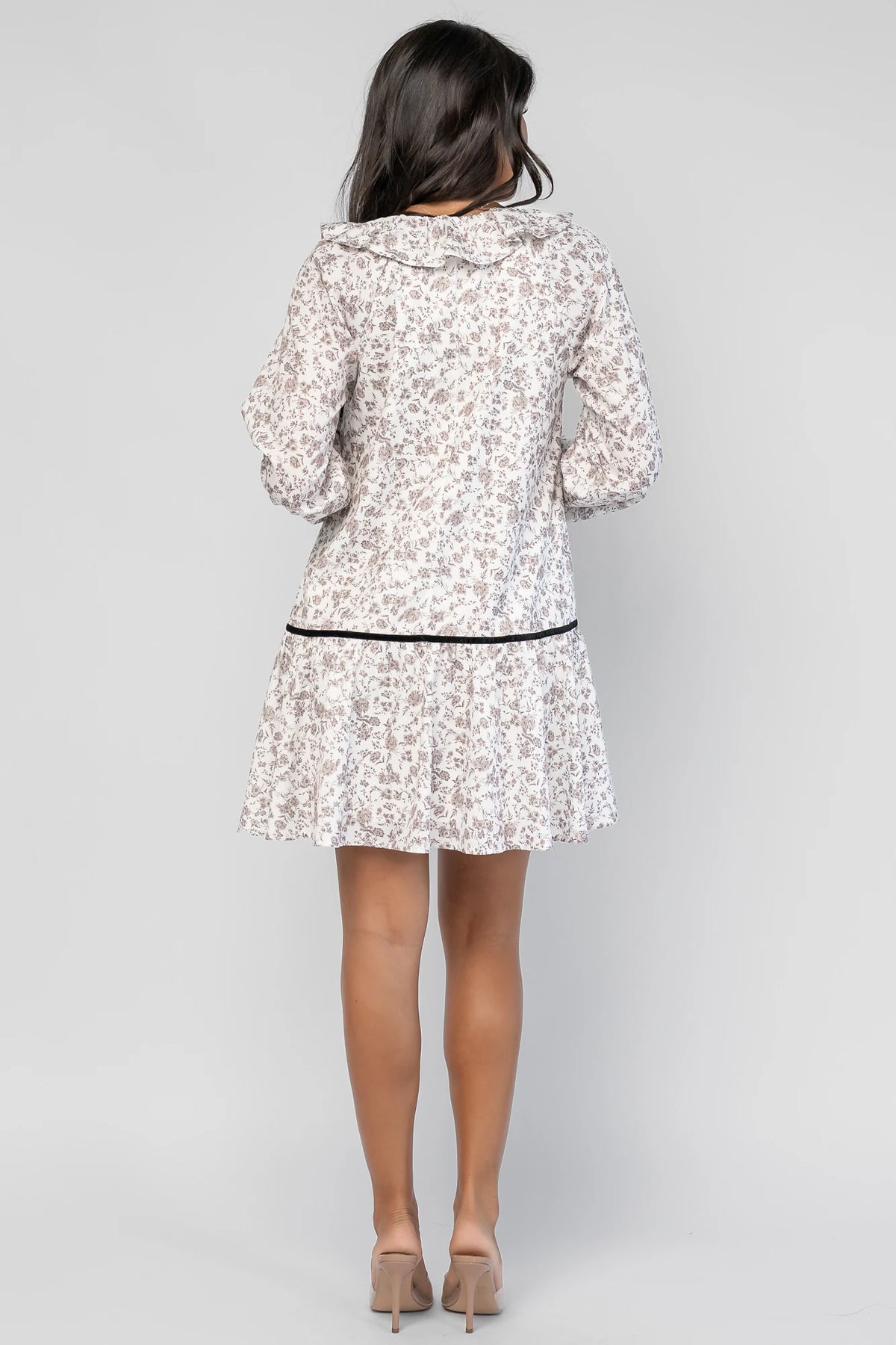 Caprice Bow Front Short Dress | Ivory Floral