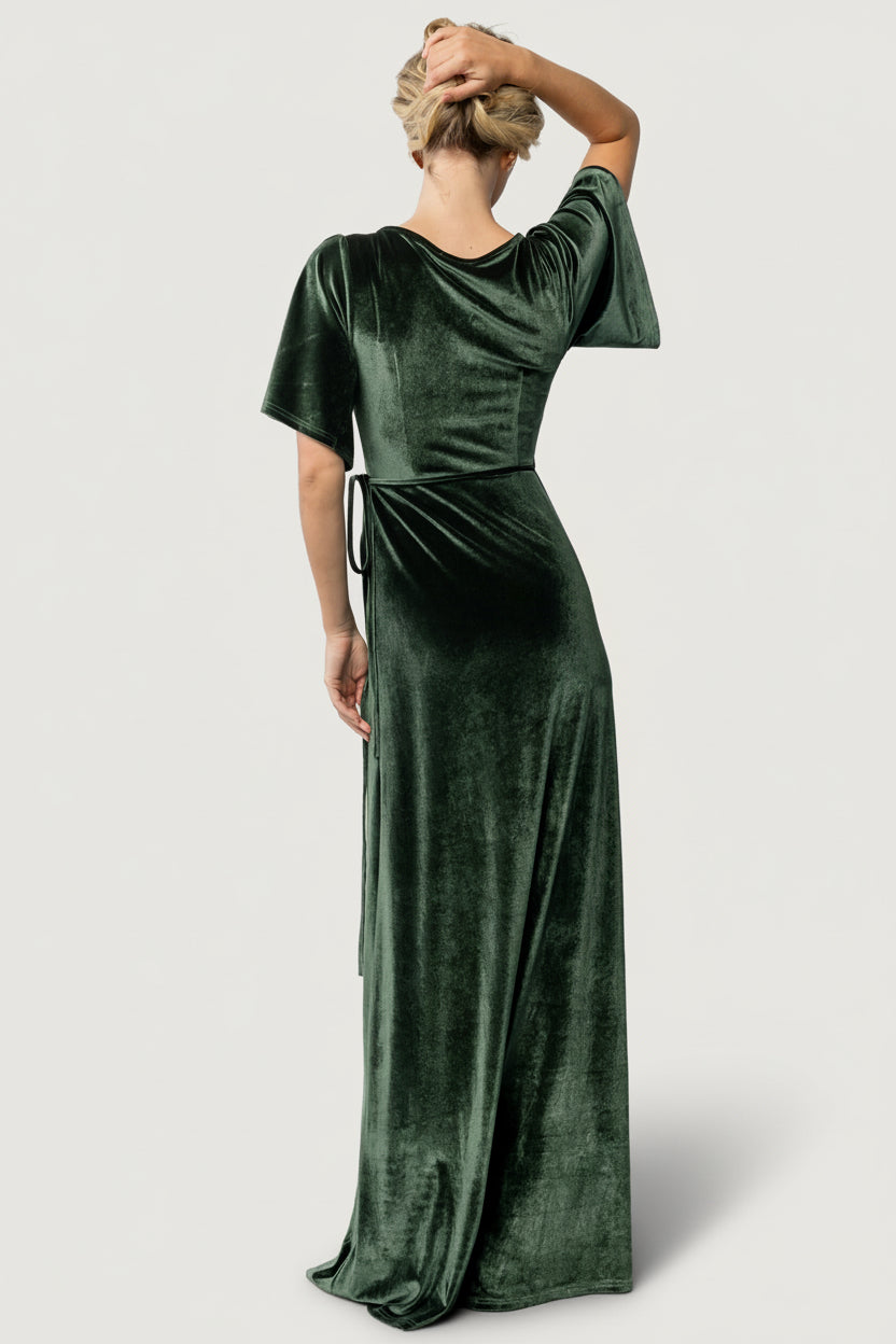 Baltic Born Womens Meghan Velvet Wrap Maxi Dress | Deep Green | Size: XL Baltic Born Womens Meghan Velvet Wrap Maxi Dress | Deep Green | Size: XL