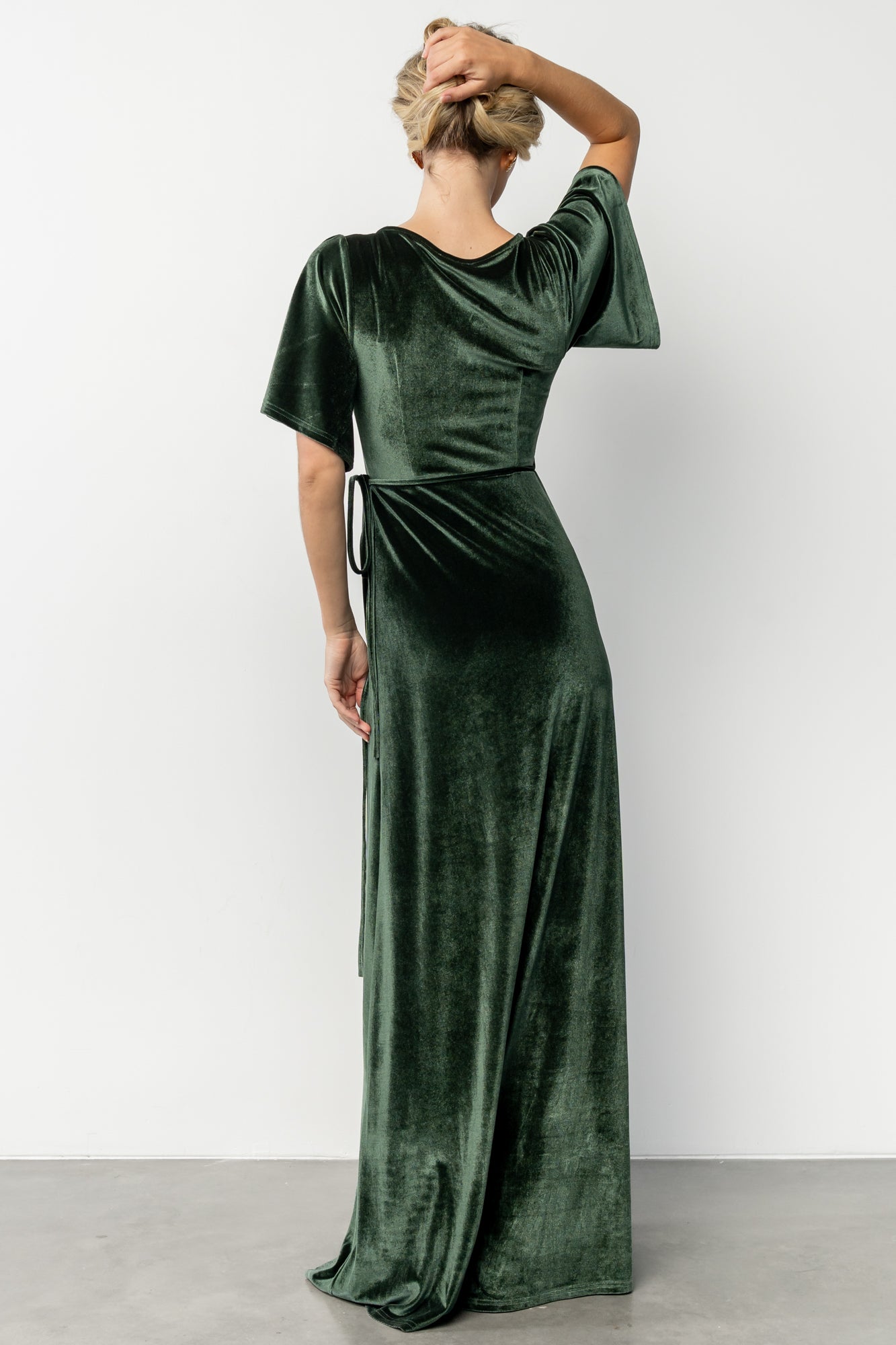 Meghan Velvet Wrap Maxi Dress | Deep Green