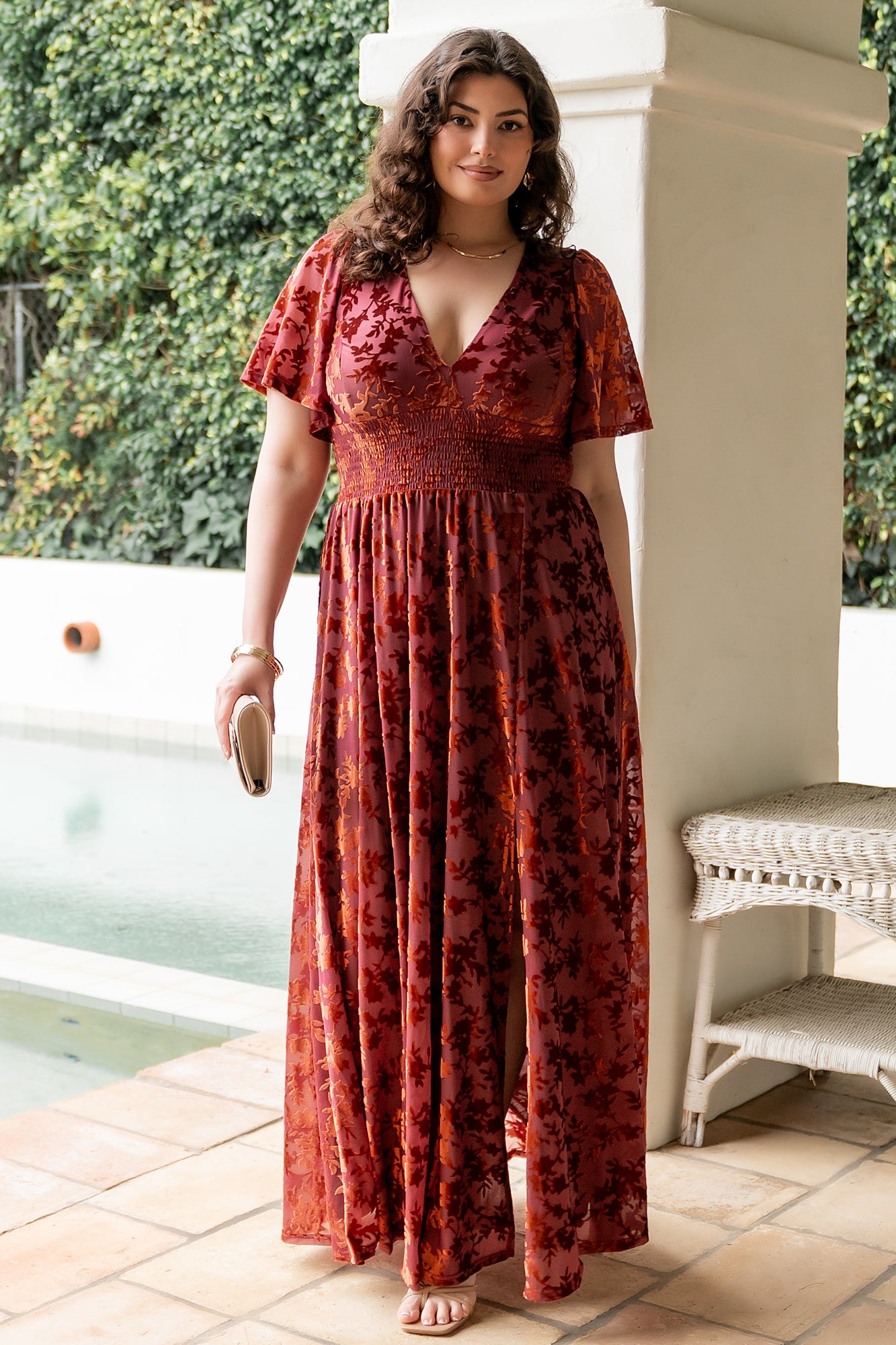 Baltic Born Womens Veronica Velvet Maxi Dress | Rust | Size: Medium Baltic Born Womens Veronica Velvet Maxi Dress | Rust | Size: Medium