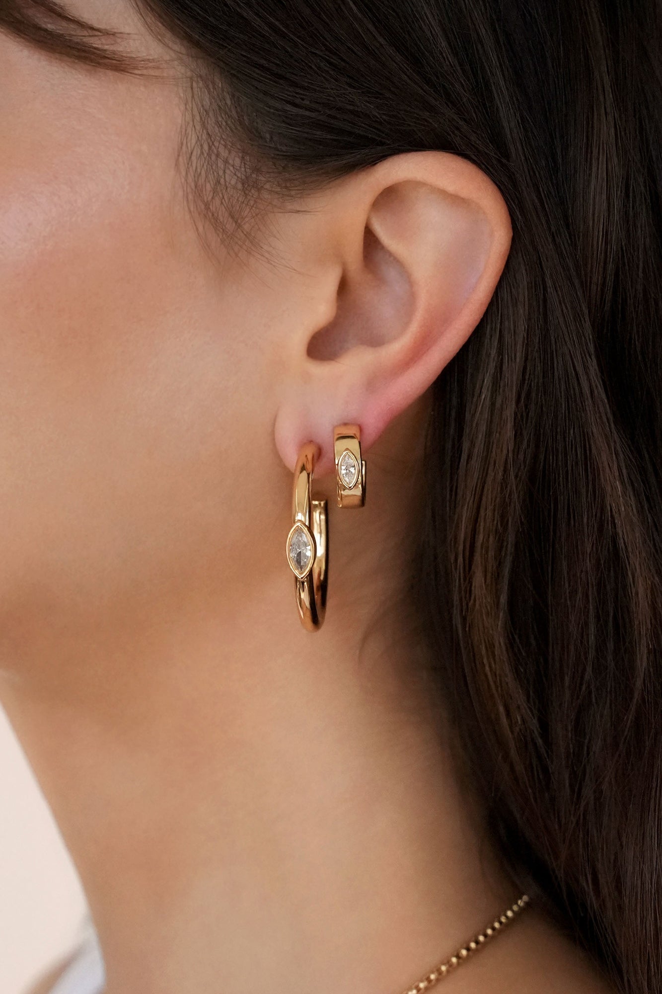 Small Marquise Crystal Hoops