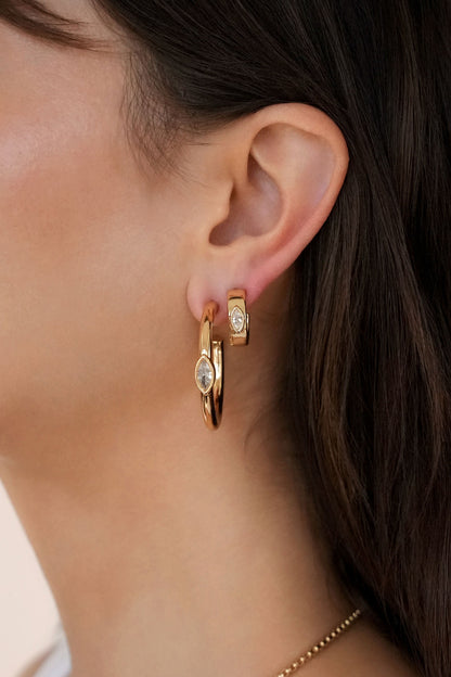 Small Marquise Crystal Hoops