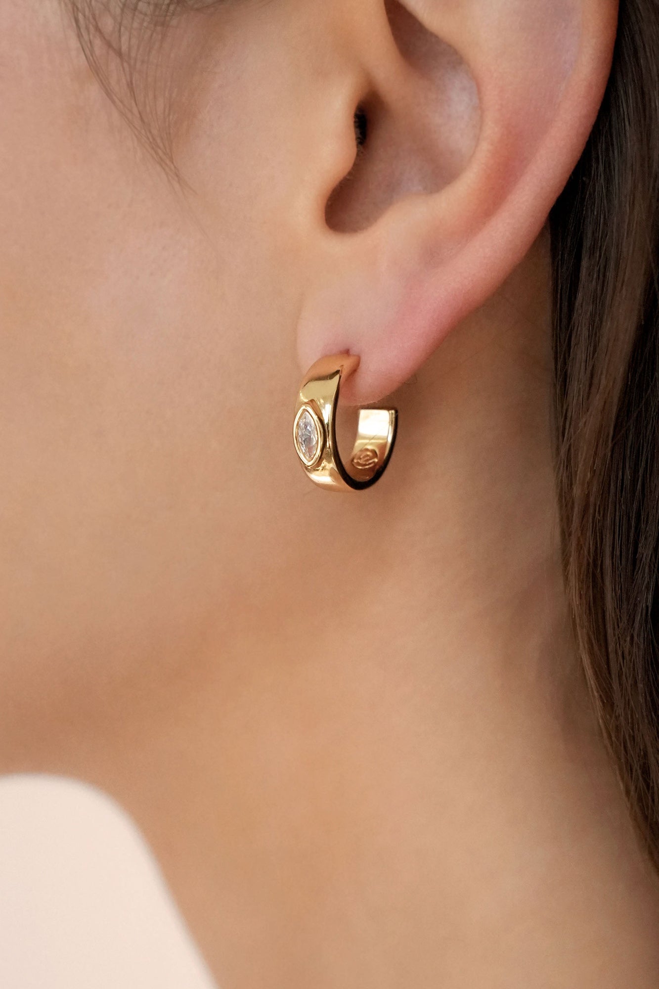 Small Marquise Crystal Hoops