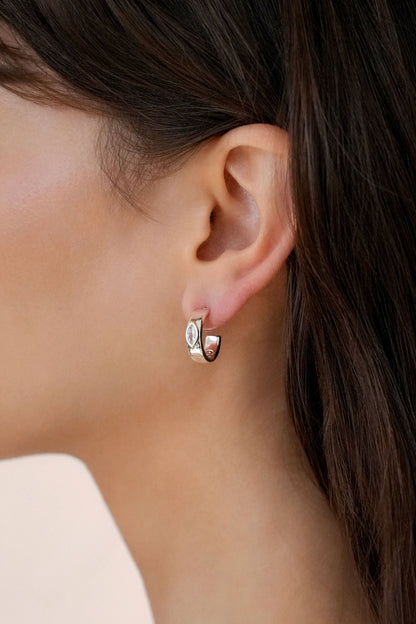 Small Marquise Crystal Hoops