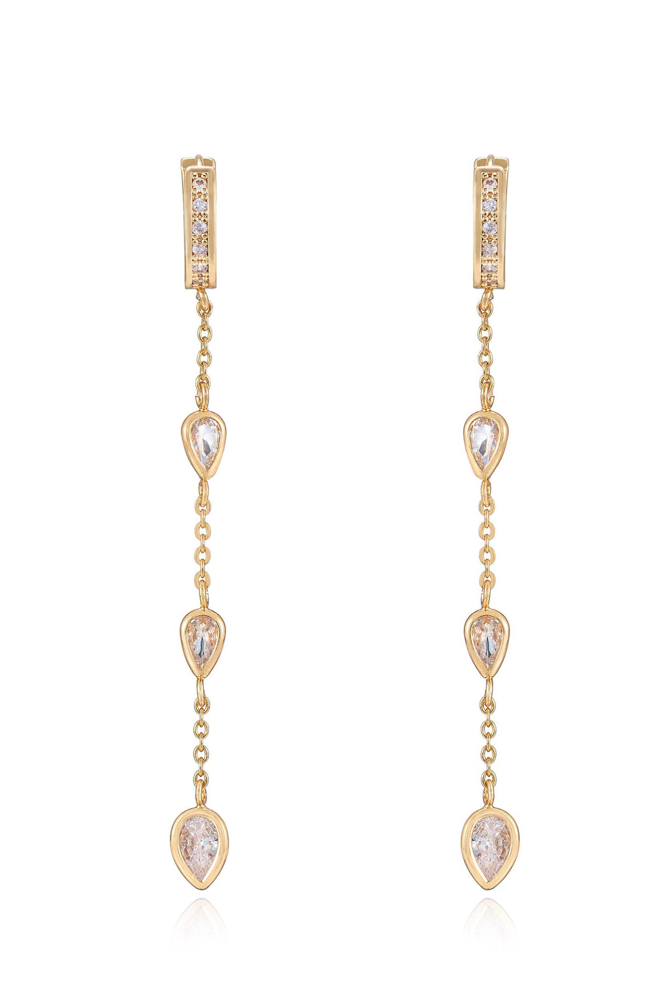 Bezel Crystal Huggie Dangle Earrings