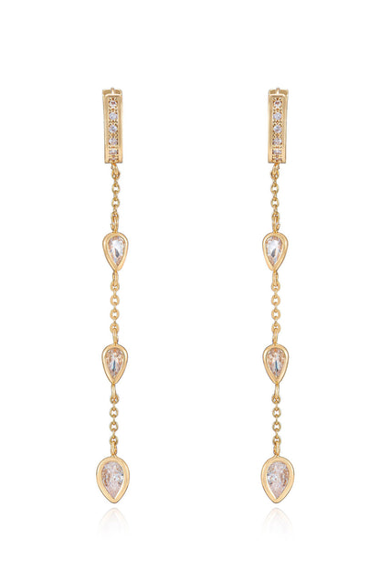 Bezel Crystal Huggie Dangle Earrings