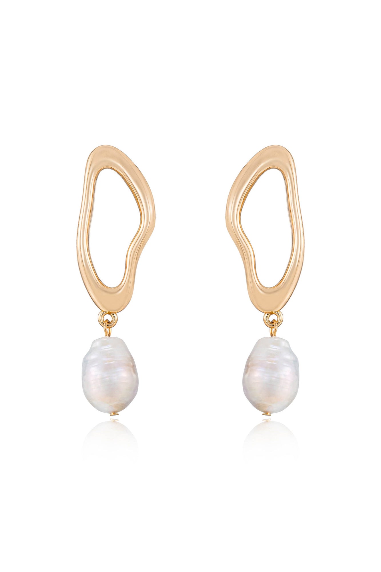 Open Circle Freshwater Pearl Earrings