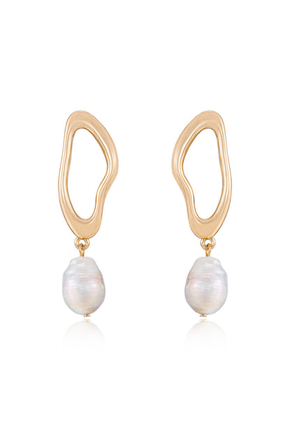 Open Circle Freshwater Pearl Earrings