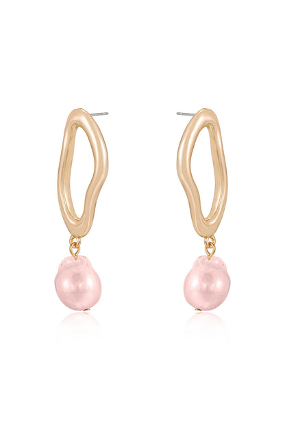 Open Circle Freshwater Pearl Earrings
