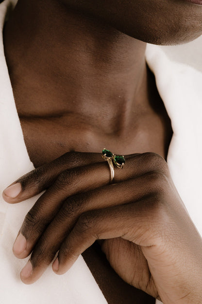 Crystal Teardrop Wrap Ring