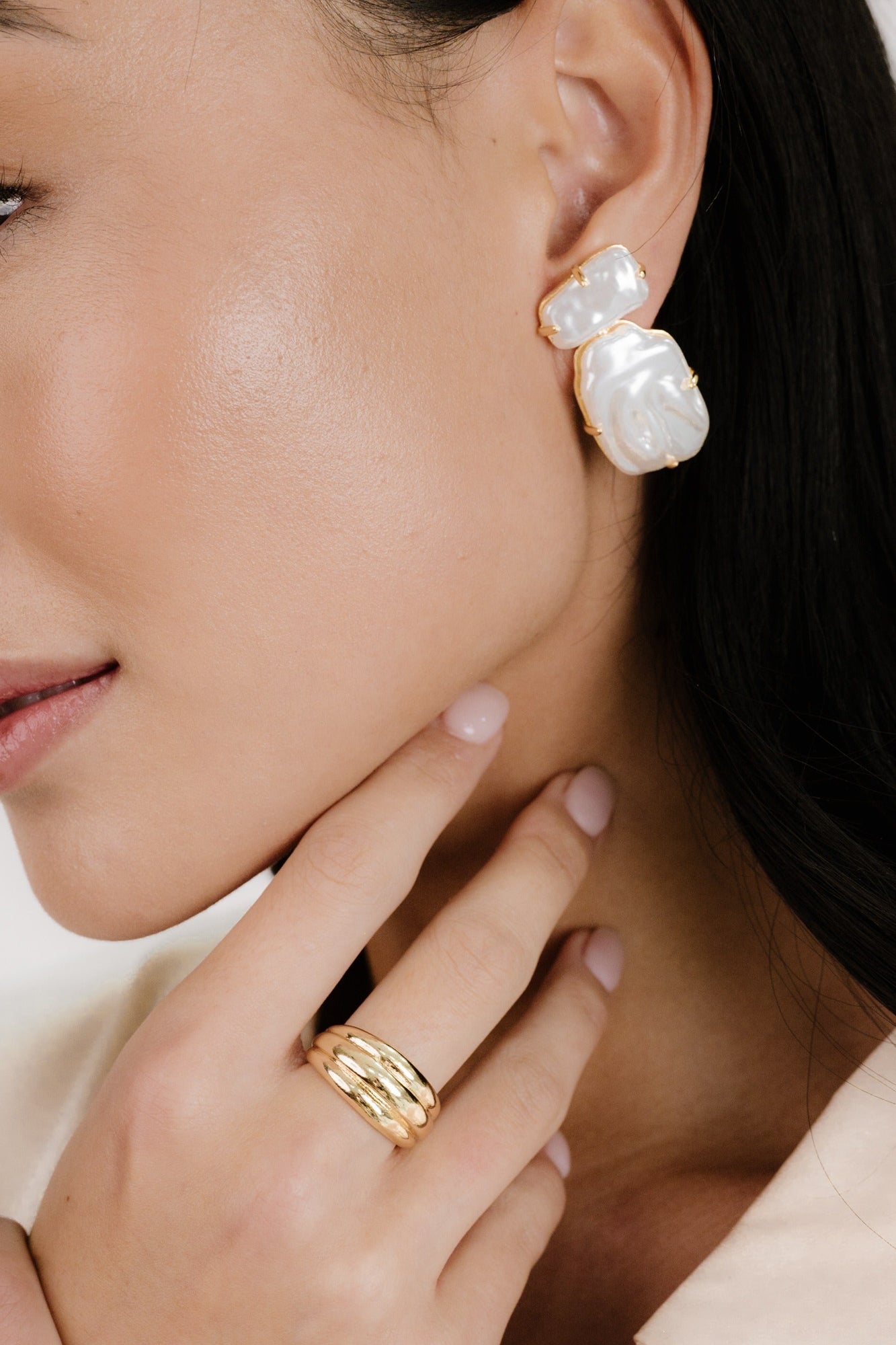 Edge of Water Double Pearl Earrings