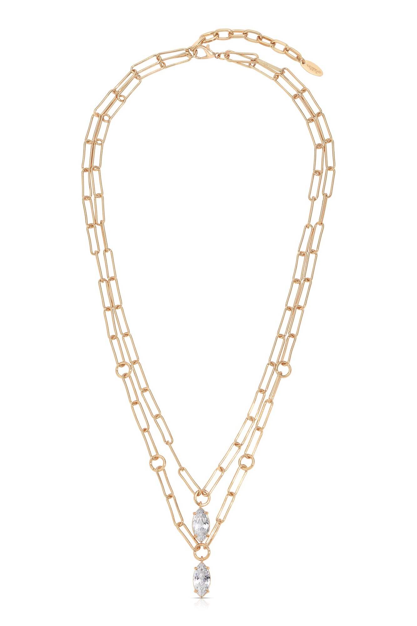 Double Layered Crystal Pendant Necklace